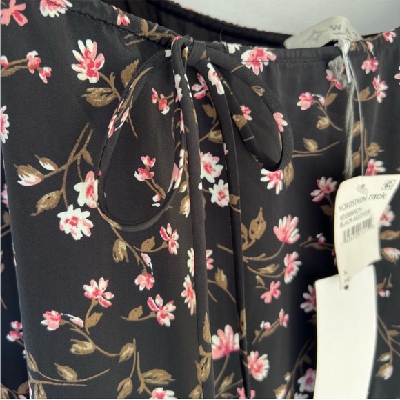 WAYF long sleeve tiered  babydoll dress black pink floral size XL new with tags - Picture 8 of 11